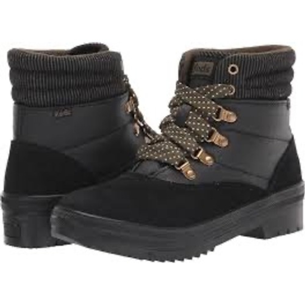 Keds Camp Boot black lace up boots waterproof womens size 9 modern winter casual